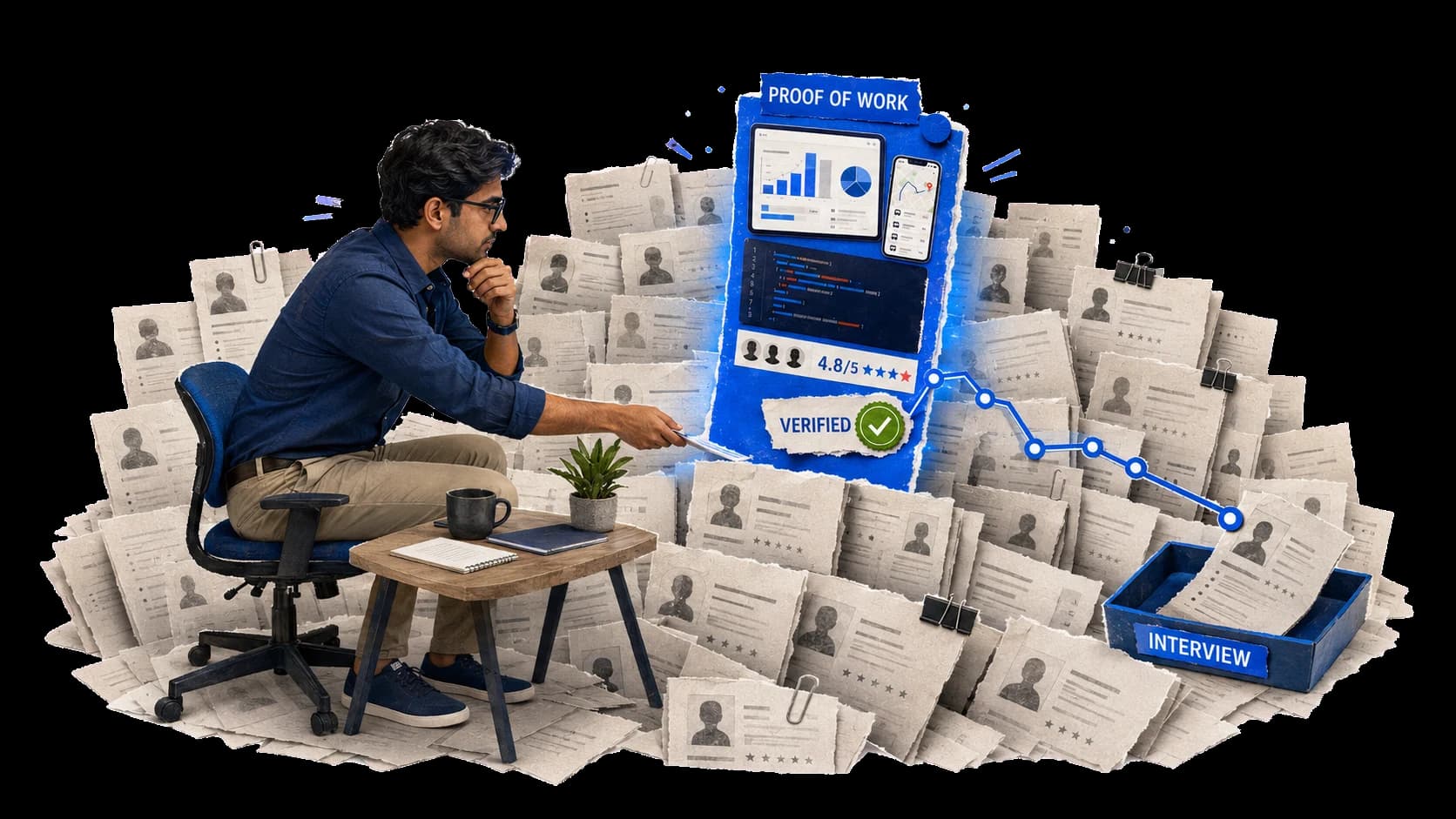 Verified real work rising above a field of conventional resumes and leading to an interview