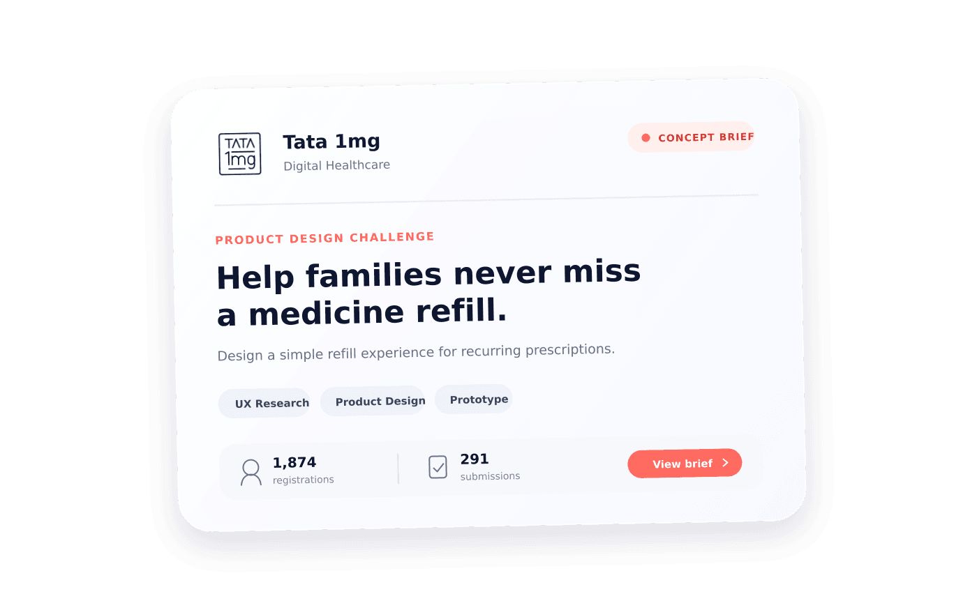 Tata 1mg product design challenge brief: help families never miss a medicine refill